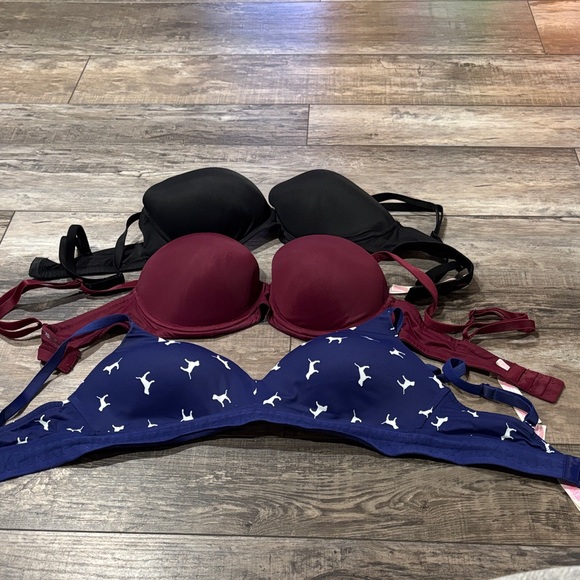 PINK Victoria's Secret Other - PINK Victoria's Secret Black, Burgundy, and Blue Bras